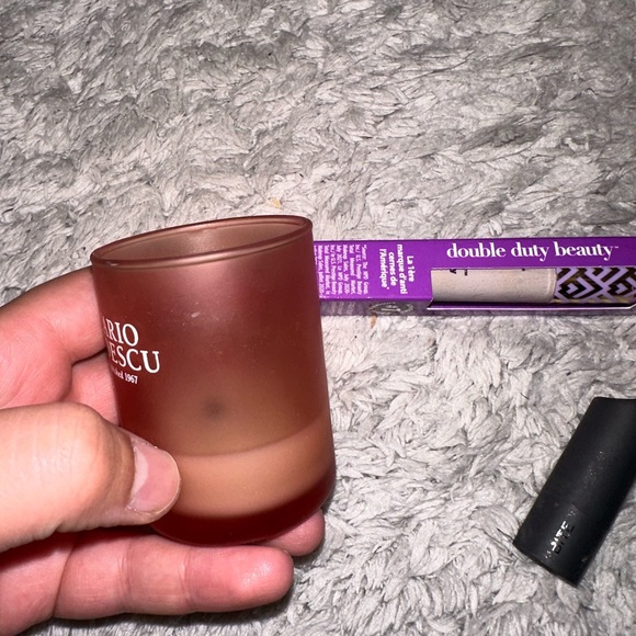 3 piece bundle candle, tarte highlighter, and buxom lipstick mini shade is chai - Picture 3 of 11